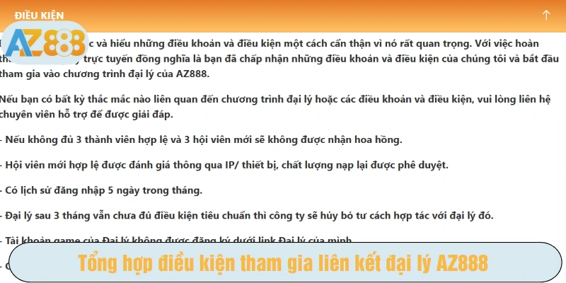 Tổng hợp điều kiện tham gia liên kết đại lý AZ888