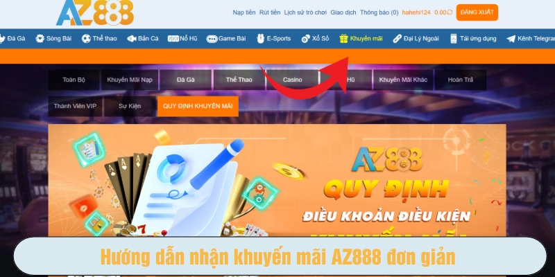Hướng dẫn nhận khuyến mãi AZ888 đơn giản