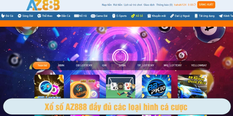 Xổ số AZ888 đầy đủ các loại hình cá cược