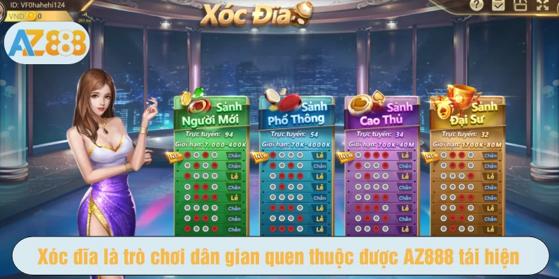 Xóc đĩa là trò chơi dân gian quen thuộc được AZ888 tái hiện